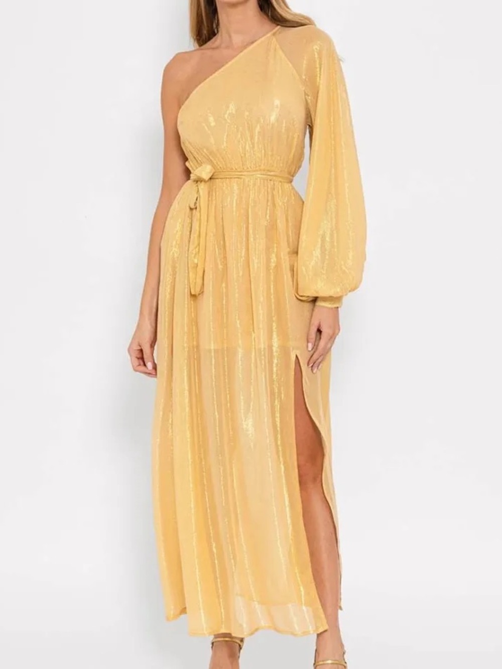 Gold One-Shoulder Women’s Evening Dress